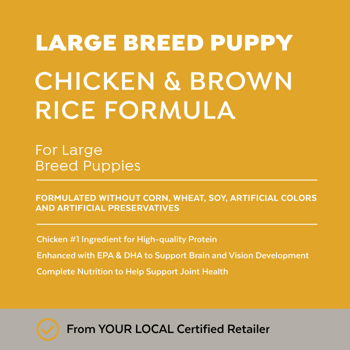 Close-up image of Exclusive® Signature Large Breed Puppy Formula Dog Food bag