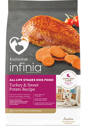 Image of Infinia® Turkey & Sweet Potato Recipe All Life Stages Dog Food bag