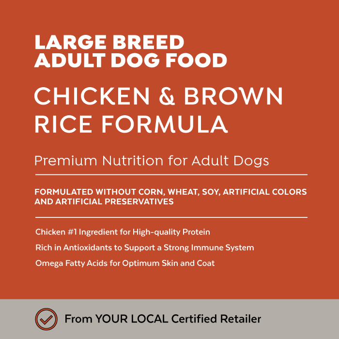 Close-up image of Exclusive® Signature Large Breed Adult Formula Dog Food bag