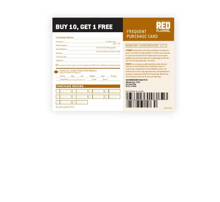 Red Flannel frequent purchase program cards