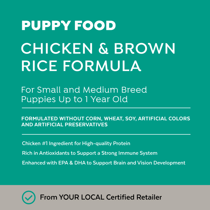 Close-up image of Exclusive® Signature Puppy Formula Dog Food bag