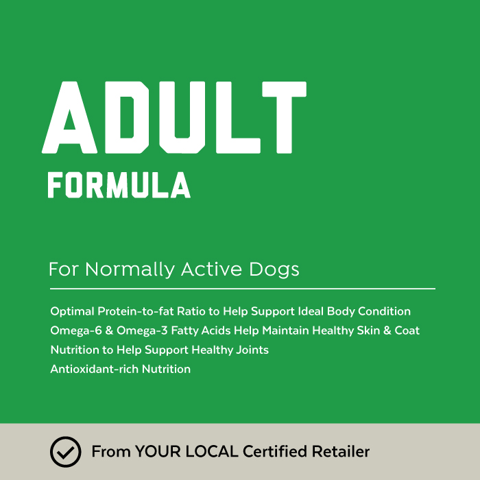 Close-up image of Red Flannel® Adult Formula Balanced Nutrition dog food bag
